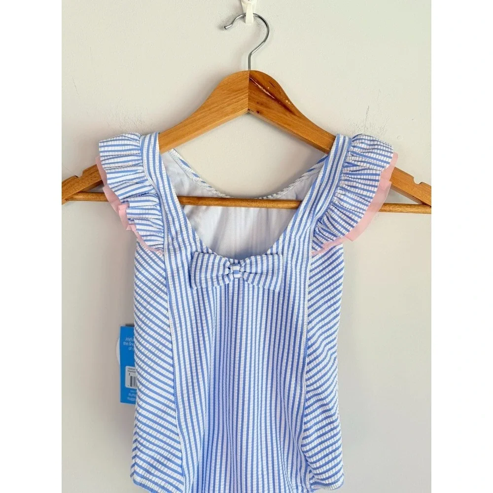 Ruffle Buts Seersucker Striped One Piece Swimsuit Size 5 Ruffle Beach